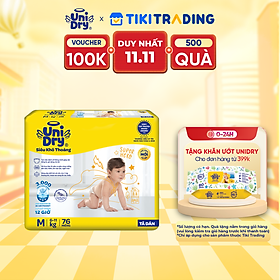 Tã dán em bé Siêu khô thoáng gói Super Jumbo Unidry G6X size M-76 miếng