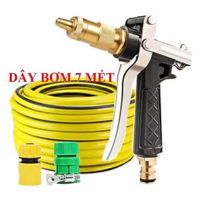 Bộ dây vòi xịt nước rửa xe, tưới cây . tăng áp 3 lần, loại 7m, 10m 206236 đầu đồng,cút,nối PE