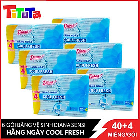 Hình ảnh Combo 6 Băng vệ sinh Diana Sensi Hàng Ngày Cool Fresh 40 + 4 miếng/gói