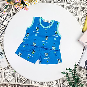 Đồ bộ bé trai, bộ ba lỗ mùa hè cho bé trai mặc nhà đi học hình con vật ngộ nghĩnh từ 6-28kg chất thun cotton mềm mát