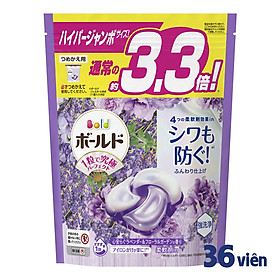 Viên giặt xả BOLD 4D gelball Lip Happiness hương Lavender & Floral Garden túi 36 viên