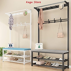 Mua Kệ treo quần áo tiện ích   kệ treo quần áo kèm ghế ngồi khung sắt kích thước 100 x 55 x 75cm