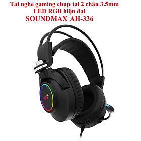 Mua Tai nghe gaming chụp tai 2 chân cắm LED RGB hiện đại SOUNDMAX AH-336 - Hàng chính hãng