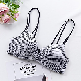 Áo Ngực Không Gọng    Áo Lót Nữ Đệm Vừa Caro Mặc Thoải Mái A113