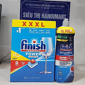 Combo Dầu làm bóng finish 750ml+Viên rửa bát Finish All in one 100v dùng cho Máy rửa bát