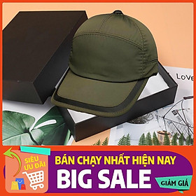 Nón Kết Dù Phối Da Khe thoáng 2 bên - màu độc xanh rêu