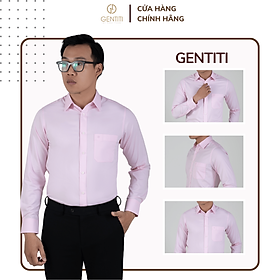 Áo sơ mi nam dài tay màu hồng phấn có túi GENTITI By Thái Tuấn- 1C802HAKT006