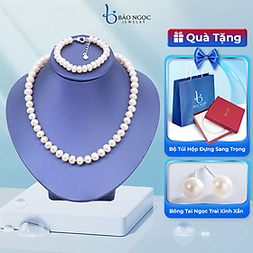 Bộ Trang Sức Ngọc Trai Trắng Gồm Dây Chuyền Và Lắc Tay Cổ Điển - BODB1336 - Bảo Ngọc Jewelry