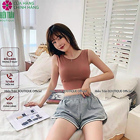 Hình ảnh Áo croptop nữ Hiền Trần BOUTIQUE sát nách ba lỗ thun không tay kiểu ôm body tank top vải cotton co giãn tốt 3 màu đen trắng nâu