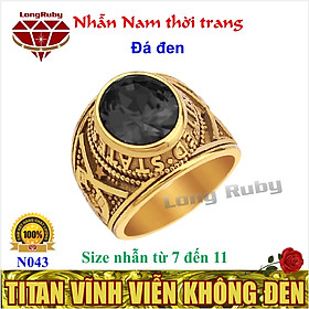 Nhẫn Mỹ Nam Cao Cấp Titan Mạ Vàng Đá Đỏ - N043A