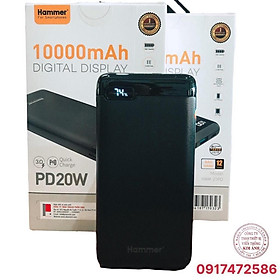 Sạc dự phòng  H21 10.000 mAh, Sạc nhanh QC 3.0, PD 20w, màn hình LCD hiển thị pin, hàng chính hãng