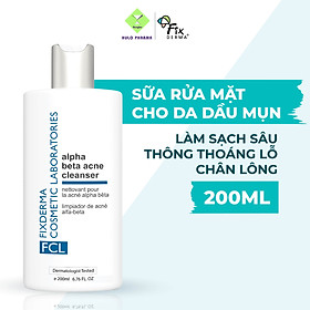 Sữa rửa mặt làm giảm mụn fixderma fcl alpha-beta acne cleanser - 200ml
