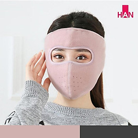 Khẩu trang ninja trùm kín mặt che tai chống nắng chống gió bụi vải nỉ dán sau gáy thích hợp chạy xe đi công trình