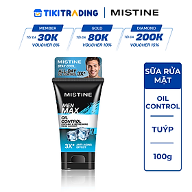 Sữa rửa mặt Mistine Men Max Oil Control Cooling & Refreshing Facial Cleanser 100g