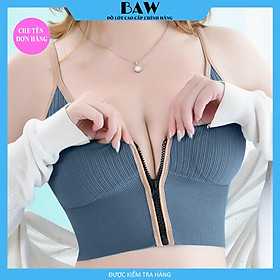 Áo Ngực Không Gọng Chất Liệu Cotton Cao Cấp, Áo Lót Bra Không Gọng dây mảnh Thương Hiệu Baw mã NT730 - Xanh dương - One size 40-60kg