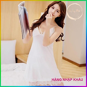 Váy ngủ sexy hai dây phối ren đầm ngủ kiểu dây đan chéo bầu ngực gợi cảm Ly Ly Shop