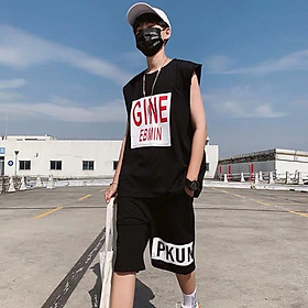 Đồ bộ nam ba lỗ GINE EBMIN chất vải cao cấp, Bộ Áo Thun Cotton Sát Nách Dáng Rộng Phong Cách Hip-hop Cho Nam, Set Đồ Bộ Thể Thao Unisex Nam Nữ Vải Thun Lạnh, ĐỒ BỘ NAM ÁO THUN BA LỖ QUẦN ĐÙI, NGUYÊN BỘ ĐỦ SẮC MÀU, CHẤT THUN LẠNH MÁT, BỘ QUẦN ÁO THỂ THAO 3