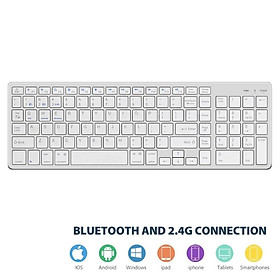 Bàn phím không dây K635 - pin sạc - đa kết nối bluetooth 5.0 + 3.0 + Usb wireless 2.4g