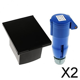 2xRV Camper 220V-240V 16A External Flush Hook Up Waterproof  Plug Socket Black
