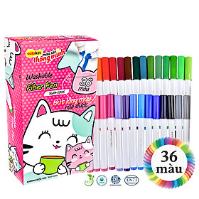 Bút lông 36 màu Fiber Pen Washable - Nét mảnh nét to - Colokit SWM-C006