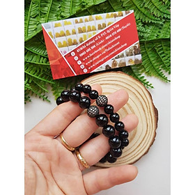 Cặp đôi vòng tay đen thiết kế charm hợp kim cao cấp