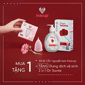 Cốc nguyệt san Inacup Size B 100% Silicone y tế ( Tặng dung dịch vệ sinh tiệt trùng 2in1 Dr.Sante )