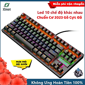 Bàn Phím Cơ Máy Tính XSmart Crack K2 Màu Đen PRO 87 Phím Led RGB 10 Chế Độ Khác Nhau, Dùng Cho Văn Phòng, Chơi Game Tương Thích Với Laptop, Máy Tính, Tivi - Hàng Chính Hãng