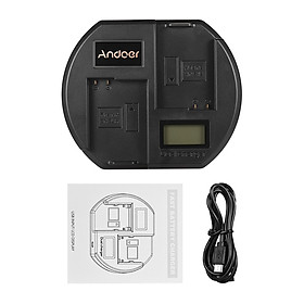 Ổ Sạc Nhanh Andoer Màn Hình LCD Đầu Cắm USB Cho Pin Nikon EN-EL14 (2 Khe) - Đen