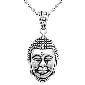 Retro 316L Stainless Steel Religion Buddha Head Necklace Pendant Beads Chain Ethnic Jewellery