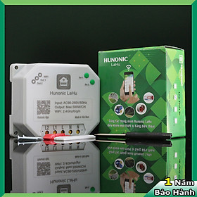 Công tắc ĐIỀU KHIỂN TỪ XA bằng điện thoại Hunonic Lahu 2 kênh 500W/kênh + Hẹn giờ thông minh | Công nghệ 4.0
