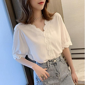 Áo trắng kiểu viền ren dễ thương AO32
