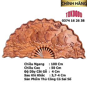 Mua Tranh Quạt Thuật Buồm Xuôi Gió Gỗ Hương Đá Cao Cấp Thương Hiệu TOKDODO