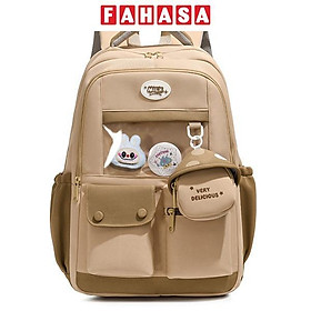 Ba Lô Thời Trang Kèm Huy Hiệu Hoạt Hình - Omaska 9628# - Màu Khaki