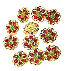 10pcs Crystal Flower Rhinestone Embellishment Sewing Buttons for Craft Decor