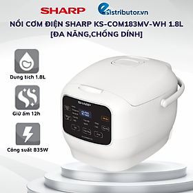 Mua Nồi cơm điện tử  nắp gài Đa Năng Chống Dính Sharp KS-COM183MV-WH 1.8L - Hàng chính hãng - Bảo hành 12 tháng