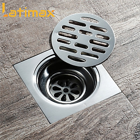 Mua Phễu thoát sàn chống mùi hôi Inox 304 Mặt Tròn GTS1 dày 2mm - Ga thoát sàn chống trào ngược  chống côn trùng Cao cấp (KT 12 x 12 cm)