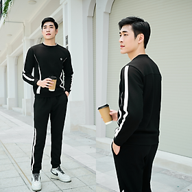 LAROMA Bộ Quần Áo Nỉ Thu Đông Cổ Chui Cho Nam | Sọc Đơn - Giữ Ấm - Vải Thơm - Kháng Khuẩn - Mềm Mại - Co Dãn