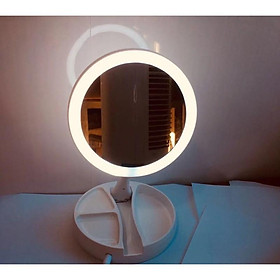 Mua Gương Trang Điểm Đèn LED để bàn gấp gọn hình tròn tiện lợi