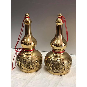 Combo 2 chiếc hồ lô phong thủy bằng đồng khắc rồng tinh xảo KH18611