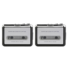 2 Pieces Cassette Player Plug & Play w/ Headphone Cable Tape Recorder for PC