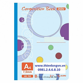 Sổ may dán gáy A4 - 260 trang; Klong 930 - Mẫu 1