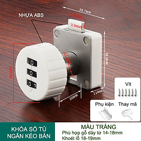 Khóa số tủ, ngăn kéo bàn ABS20 với 3 mã số có thể thay đổi được, phù hợp gỗ dày 14-18mm