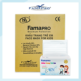 [FAMAPRO - KTYT MAX KID] Khẩu trang y tế trẻ em cao cấp 3 lớp kháng khuẩn Famapro Max Kid (50 cái/hộp)