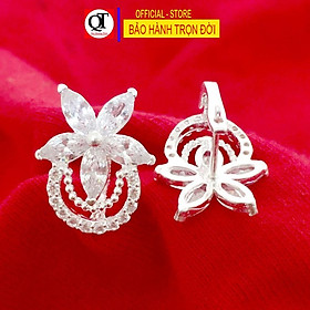 Khuyên tai nữ cá tính chất liệu bạc 925 khóa bật đeo sát tai đính đá hạt thóc trắng cao cấp trang sức Bạc Quang Thản.