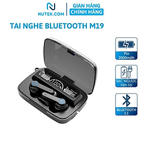 Mua Tai nghe bluetooth thể thao NUTEK M19 không dây gaming V5.1 màn hình đèn LED cảm ứng chống nước