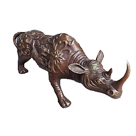 Mua Tượng Tê Giác bằng đồng thau hun dài 26cm nặng 950g - Linh vật phong thuỷ bảo vệ gia chủ