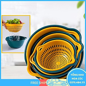 Mua Bộ Rổ Nhựa Kèm Chậu 6 Món Cao Cấp Vàng Xanh Hàng Đẹp Loại 1 - Vận Chuyển Miễn Phí Toàn Quốc