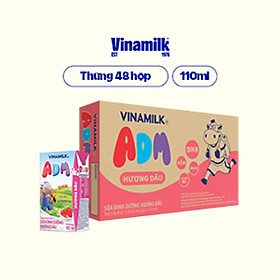 Thùng Sữa dinh dưỡng Vinamilk ADM Gold IQ Hương dâu Hộp 110ml - 48 hộp/Thùng