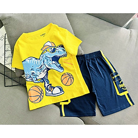 Đồ bộ bé trai, bộ cộc tay cho bé trai hình Siêu nhân Khủng long từ 12-35kg hàng xuất khẩu mềm mịn mát