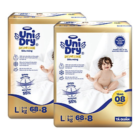 Combo 2 tã quần unidry g3x supreme siêu mỏng size l - 68+8 miếng